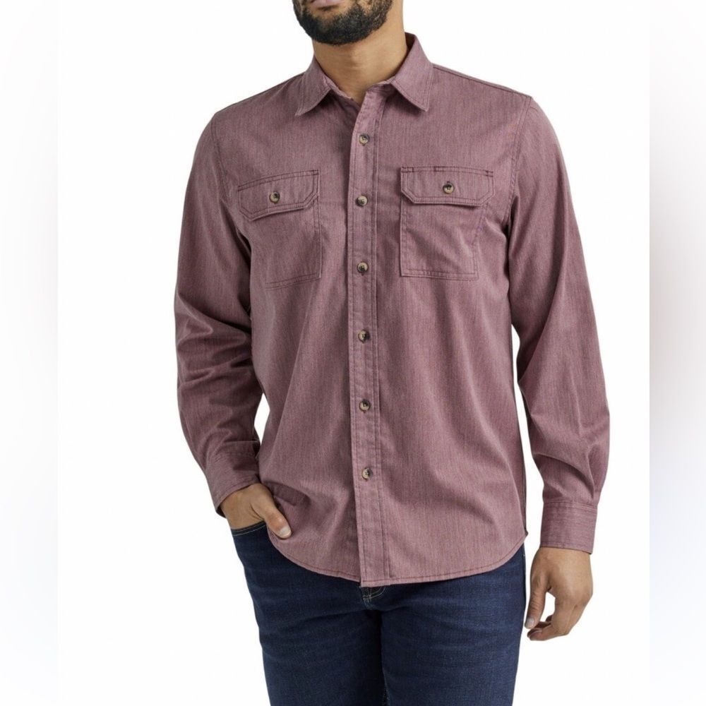 Wrangler Relaxed Fit Long Sleeve Woven Shirt Rum Raisin Men’s XL